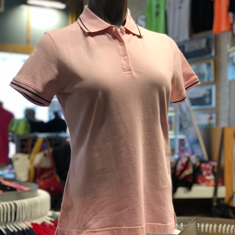 HSQ Harvard Square Pink Polo with Blue and White